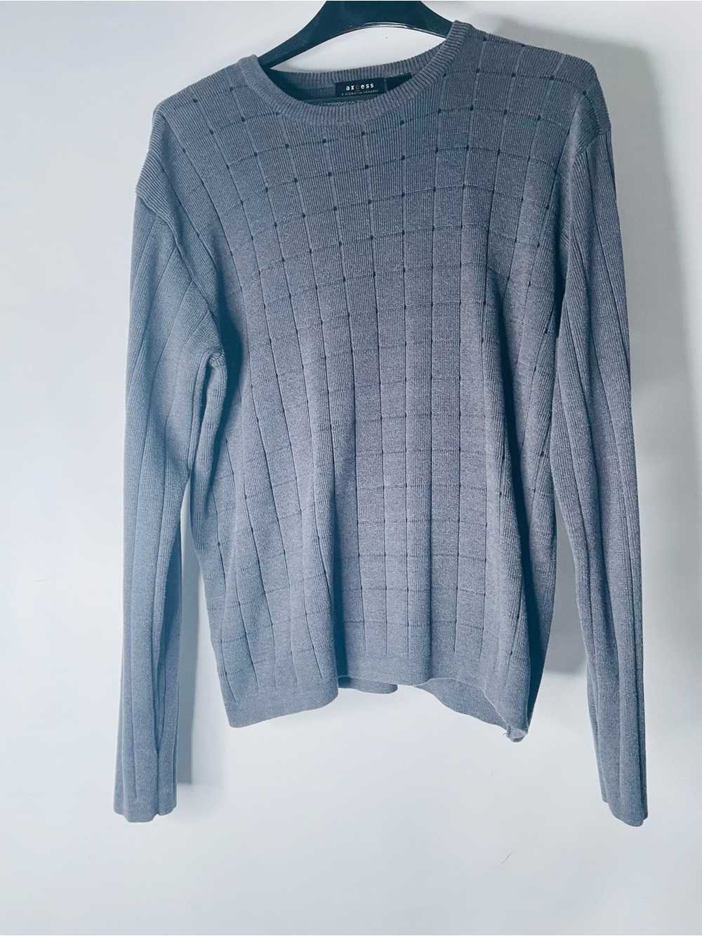 Vintage By Claiborne Axcess Gray Textured Knit Crewneck Shirt